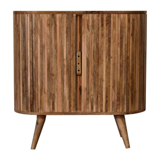 Dune Drinks Cabinet Wide Oval Mixed-Plank Reclaimed Twin-Door Cut-Out Handles