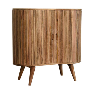 Dune Drinks Cabinet Wide Oval Mixed-Plank Reclaimed Twin-Door Cut-Out Handles