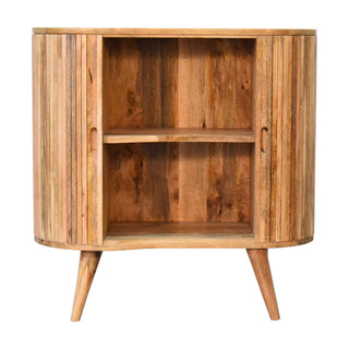 Dune Drinks Cabinet Wide Oval Mixed-Plank Reclaimed Twin-Door Cut-Out Handles