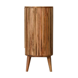 Dune Drinks Cabinet Wide Oval Mixed-Plank Reclaimed Twin-Door Cut-Out Handles