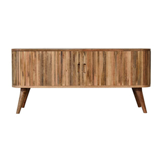 Stratum Media Unit Mixed Wood Vertical Stripe Full-Body Pattern Cut-Out Handles with Nordic Legs