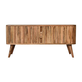 Stratum Media Unit Mixed Wood Vertical Stripe Full-Body Pattern Cut-Out Handles with Nordic Legs