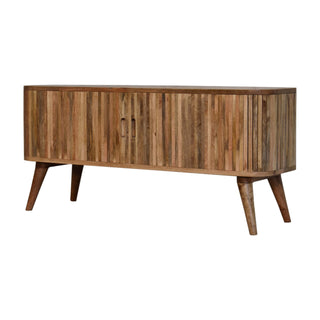 Stratum Media Unit Mixed Wood Vertical Stripe Full-Body Pattern Cut-Out Handles with Nordic Legs