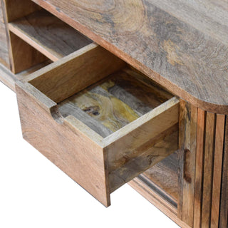 Stratum Media Unit Mixed Wood Vertical Stripe Full-Body Pattern Cut-Out Handles with Nordic Legs