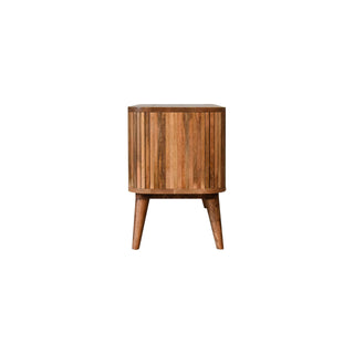 Stratum Media Unit Mixed Wood Vertical Stripe Full-Body Pattern Cut-Out Handles with Nordic Legs