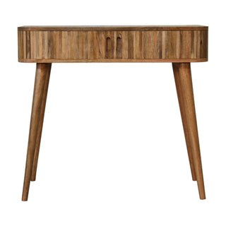 Celo Hallway Console Table Mixed Wood Pattern Cut-Out Handles