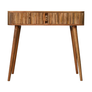 Celo Hallway Console Table Mixed Wood Pattern Cut-Out Handles