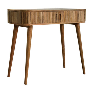 Celo Hallway Console Table Mixed Wood Pattern Cut-Out Handles