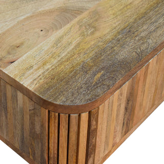 Celo Hallway Console Table Mixed Wood Pattern Cut-Out Handles