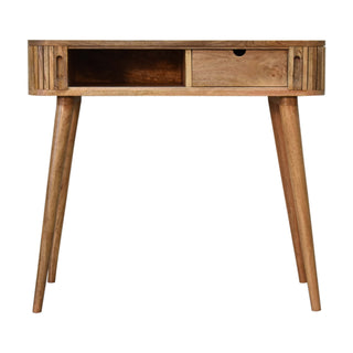 Celo Hallway Console Table Mixed Wood Pattern Cut-Out Handles