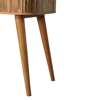 Celo Hallway Console Table Mixed Wood Pattern Cut-Out Handles