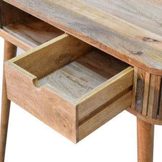 Celo Hallway Console Table Mixed Wood Pattern Cut-Out Handles