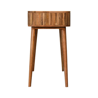 Celo Hallway Console Table Mixed Wood Pattern Cut-Out Handles