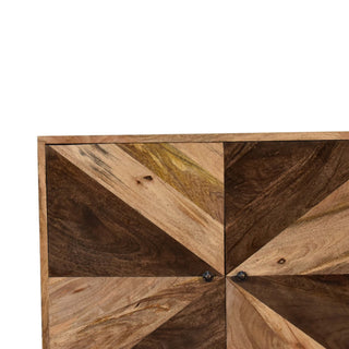 Mosaic Display Cabinet Two-Tone Pinwheel Marquetry Twin-Door Natural Mango