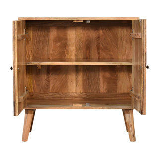 Mosaic Display Cabinet Two-Tone Pinwheel Marquetry Twin-Door Natural Mango
