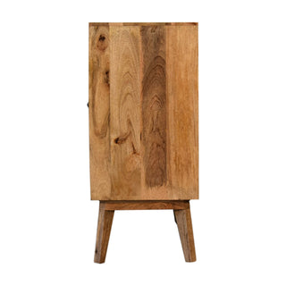 Mosaic Display Cabinet Two-Tone Pinwheel Marquetry Twin-Door Natural Mango