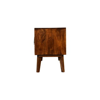 Indra Media Unit Chestnut Finish Ridged Brass Diamond Inlay Doors