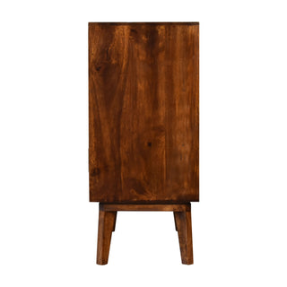 Vestige Display Cabinet Chevron Ridge Carved Single-Door Brass Diamond Chestnut