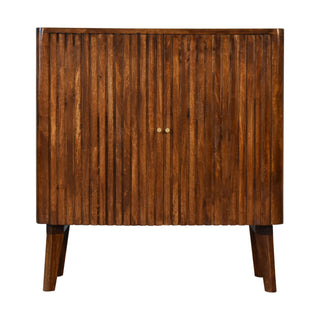 Dario Sideboard Cabinet Full-Face Fluted Chestnut Twin-Door Tapered Legs