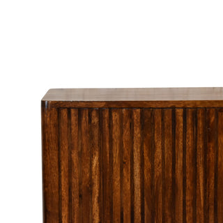 Dario Sideboard Cabinet Full-Face Fluted Chestnut Twin-Door Tapered Legs