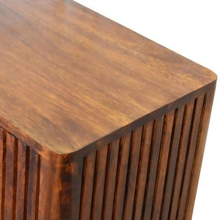 Dario Sideboard Cabinet Full-Face Fluted Chestnut Twin-Door Tapered Legs