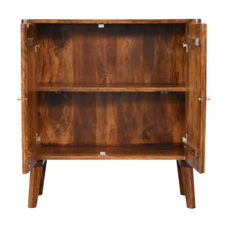 Dario Sideboard Cabinet Full-Face Fluted Chestnut Twin-Door Tapered Legs