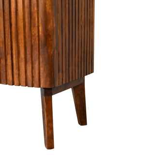 Dario Sideboard Cabinet Full-Face Fluted Chestnut Twin-Door Tapered Legs