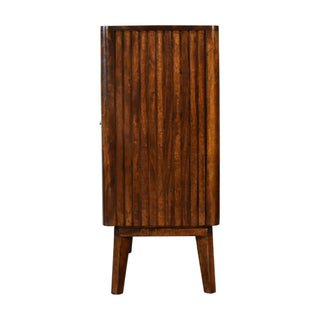 Dario Sideboard Cabinet Full-Face Fluted Chestnut Twin-Door Tapered Legs