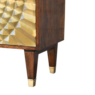 Solaris Display Cabinet Gold Brass Embossed Sunburst Chestnut Twin-Door