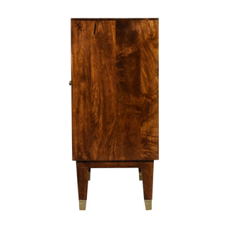 Solaris Display Cabinet Gold Brass Embossed Sunburst Chestnut Twin-Door