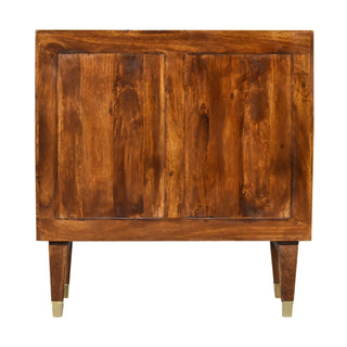 Solaris Display Cabinet Gold Brass Embossed Sunburst Chestnut Twin-Door