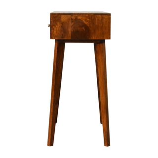 Oria Console Table with Drawers Perforated Brass Sheet Chestnut Wood