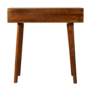 Oria Console Table with Drawers Perforated Brass Sheet Chestnut Wood