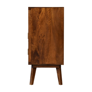 Calam Display Cabinet Open Shelf Mandala Carved Twin-Door Chestnut