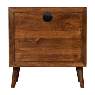 Calam Display Cabinet Open Shelf Mandala Carved Twin-Door Chestnut
