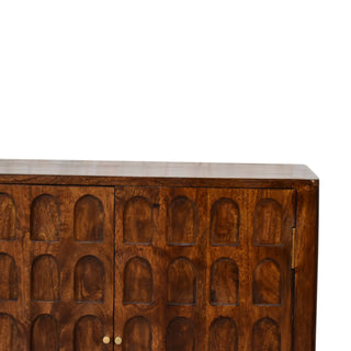 Vaulta Display Cabinet Arched Arcade Relief Carved Deep Chestnut Twin-Door