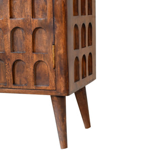 Vaulta Display Cabinet Arched Arcade Relief Carved Deep Chestnut Twin-Door