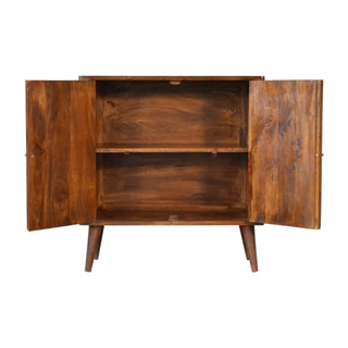 Vaulta Display Cabinet Arched Arcade Relief Carved Deep Chestnut Twin-Door