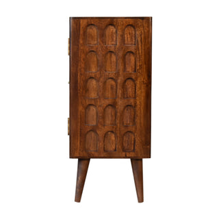 Vaulta Display Cabinet Arched Arcade Relief Carved Deep Chestnut Twin-Door