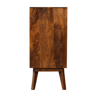 Hexa Display Cabinet Bold Geometric Hexagonal Relief Carved Chestnut Twin-Door