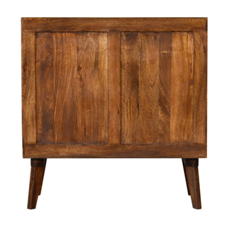 Hexa Display Cabinet Bold Geometric Hexagonal Relief Carved Chestnut Twin-Door