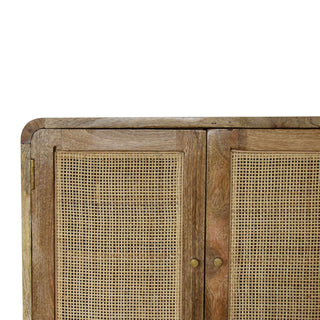 Cove Wall-Mounted Cabinet Rattan Cane Twin Doors Grey-Wash Floating