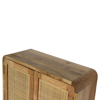 Cove Wall-Mounted Cabinet Rattan Cane Twin Doors Grey-Wash Floating