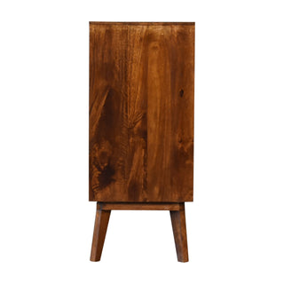 Solène Sideboard Cabinet with Brass Embossed Doors and Tapered Legs