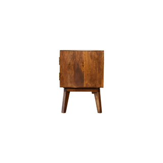 Harlow Media Unit Chestnut Finish Carved Honeycomb Doors