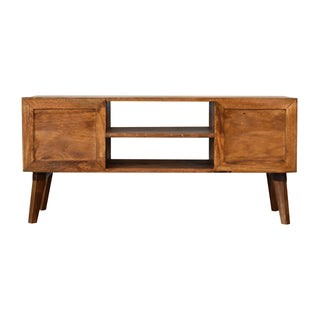 Harlow Media Unit Chestnut Finish Carved Honeycomb Doors