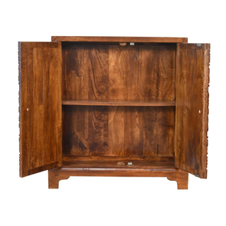 Jorah Display Cabinet Hand-Carved Mandala Chestnut Twin-Door