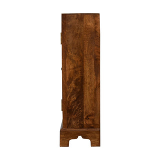 Jorah Display Cabinet Hand-Carved Mandala Chestnut Twin-Door