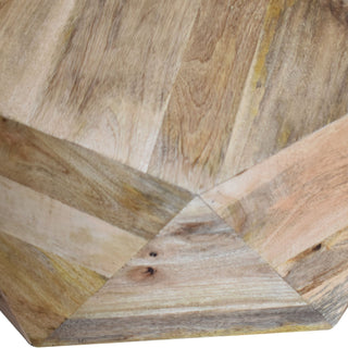 Facet Round Coffee Table Solid Mango Wood Faceted Diamond Cut Natural