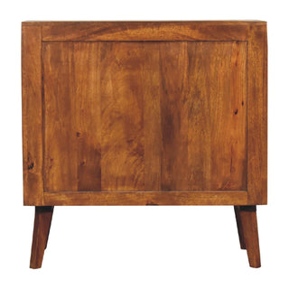Fresco Sideboard Cabinet Rattan Border Framed Sliding Doors Chestnut Twin-Door